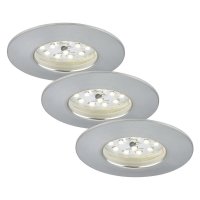 Briloner  Attach Dim LED Einbaulampe 3er Set IP44 Dimmbar 6W Aluminiumfarbig