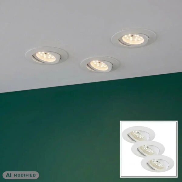 LED Einbauleuchten Downlight Attach, Weiß, Bohrloch 6,8 cm, 3x5W, 3000K, schwenkbar – Briloner