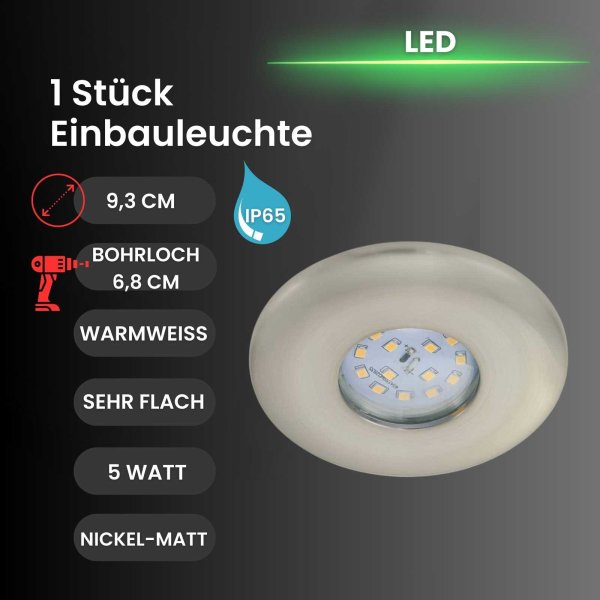 Briloner  Attach LED Nickelmatt IP65 Einbauspot Einbau Strahler