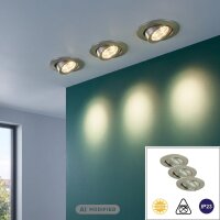 Briloner Attach LED 3er Set Downlight Deckenlampe Nickelmatt