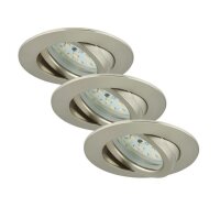 Briloner Attach LED 3er Set Downlight Deckenlampe Nickelmatt