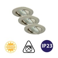 Briloner Attach LED 3er Set Downlight Deckenlampe Nickelmatt