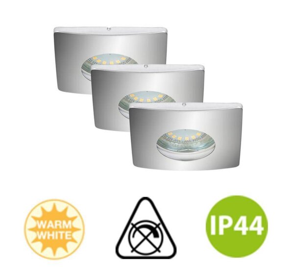 LED Einbauleuchten Downlight Attach, Chrom, Bohrloch 6,8 cm, 3x4W, 3000K – Briloner