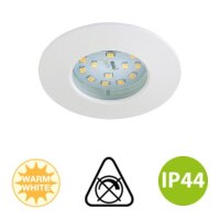 LED Einbaulampe Downlight Attach, Weiß, Bohrloch 6 cm, 5 Watt, 3000K, IP44, Ø 7,5 cm – Briloner