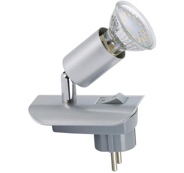 Briloner  Clip LED Steckdosenlampe Schwenkbar Spot Silberfarbig