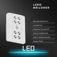 Akku-Sensorleuchte Lero, Weiß, 8x0,08W, 11,6 x 8,25...