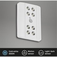 Akku-Sensorleuchte Lero, Weiß, 8x0,08W, 11,6 x 8,25 x 2,3 cm – Briloner