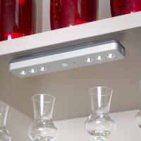 Akku-Sensorleuchte Lero, Silber, 6x0,08W, mit Bewegungsmelder, 21 x 4,2 x 2,3 cm – Briloner
