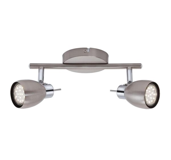Briloner  Two LED Deckenlampe 2-flammig Spot Schwenkbar Strahler Matt-Nickel