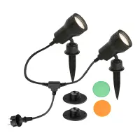 Briloner Terra LED Außenlampe 2er Erdspieß Schwarz Beetleuchte