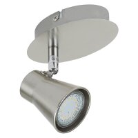 Wandstrahler Four, Matt-Nickel, 3 Watt, schwenkbar, 13 x 7,5 x 12 cm – Briloner