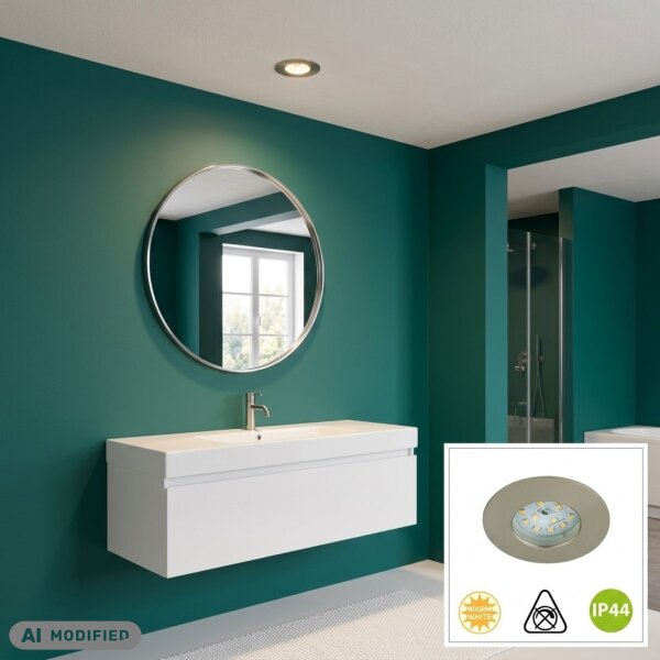 LED Einbauleuchte Downlight Attach, Nickelmatt, Bohrloch 6 cm, 5 Watt, 3000K, IP44 – Briloner