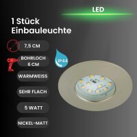 LED Einbauleuchte Downlight Attach, Nickelmatt, Bohrloch 6 cm, 5 Watt, 3000K, IP44 – Briloner
