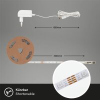 LED-Stripe LED Band, Weiß, 300 cm, 9,9 Watt, mit Fernbedienung, RGB-Farbwechsel – Briloner