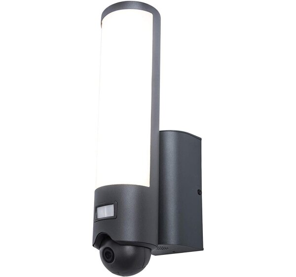 Lutec Elara LED Außenwandleuchte mit Kamera 18W Bewegungsmelder WiFi Dunkelgrau
