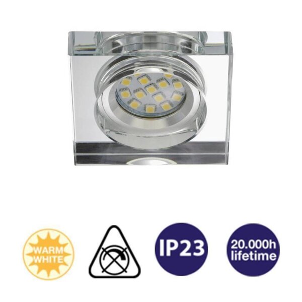 LED Einbaulampe Downlight Attach, Glas Klar, Bohrloch 6,8 cm, 5 Watt, 3000K – Briloner