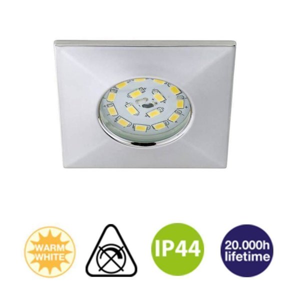 Briloner  IP44 LED 5W 400lm Chrom schwenkbar Einbaulampe Strahler