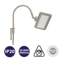 LED Spiegelleuchte Uno, Nickelmatt, 5 Watt, 4000K, 20 x 19 cm – Briloner