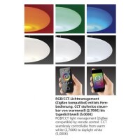Smarte Deckenleuchte Q-Elina, Chrom, Milchglas, 12 Watt, Glas, dimmbar, RGB – Paul Neuhaus