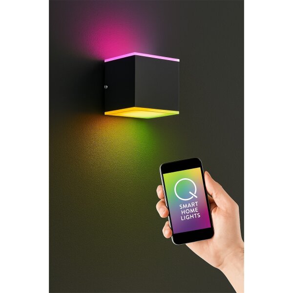 Paul Neuhaus Q-Amin LED Außenwandleuchte 9,6W RGBW Dimmbar Smart Home IP44 Anthrazit