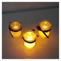 LED Duftkerze 3er Set im Glas Vanille-Duft Flacker-Effekt
