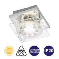 LED Wandleuchte TORA, Chrom, 3 Watt, 280lm, Warmweiß, Glas, 12 x 12 x 9 cm – Briloner