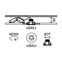 LED Einbauleuchten Attach, Chrom, Bohrloch 3,5 cm, 3x2W, 3000K, IP44, Ø 4,5 cm – Briloner