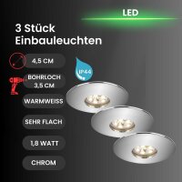 LED Einbauleuchten Attach, Chrom, Bohrloch 3,5 cm, 3x2W,...