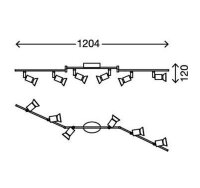 6-flammiger Deckenstrahler /, titanfarbig, 6x3W, 250lm, Warmweiß, schwenkbar – Briloner