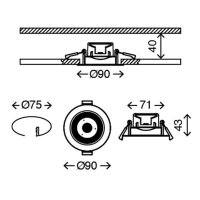 LED Einbauleuchten FIT, silber, Bohrloch 7,5 cm, 3x5W, Warmweiß, Ø 9 cm – Briloner