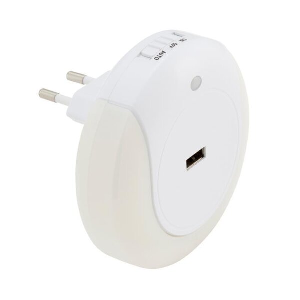 Nachtlicht Night Light, Weiß, 0,8 Watt, mit Dämmerungssensor, Ø 9 cm – Briloner