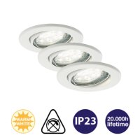 Einbauleuchten Fit, Weiß, Bohrloch 6,8 cm, 3x3W, 3000K, schwenkbar, Ø 8,6 cm – Briloner Prisma