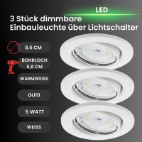 Briloner  LED 3er Set weiß Einbauspots dimmbar