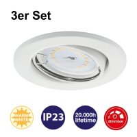 LED Einbaulampen, Weiß, Bohrloch 6,8 cm, 3x5W, 3000K, dimmbar, Ø 8,6 cm – Briloner / Prisma
