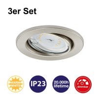 Briloner  LED 3er Set Nickelmatt dimmbar Einbaulampen schwenkbar