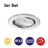 LED Einbaulampen, Chrom, Bohrloch 6,8 cm, 3x5W, 3000K, dimmbar, Ø 8,6 cm – Briloner / Prisma