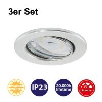 LED Einbauspots, Aluminium, Bohrloch 6,8 cm, 3x5W, 3000K, dimmbar, Ø 8,6 cm – Briloner / Prisma