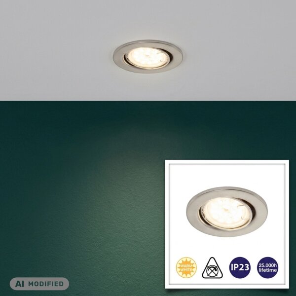 Briloner  Fit LED Einbaulampe Nickelmatt Spot