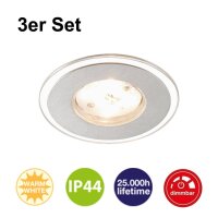 Einbauleuchten Briloner Attach LED Einbauleuchten-Set 3-flammig Aluminium, IP44, dimmbar