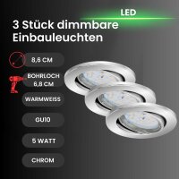 LED Einbauleuchten Fit Dim, Chrom, Bohrloch 6,8 cm, 3x5W, 3000K, dimmbar, schwenkbar – Briloner
