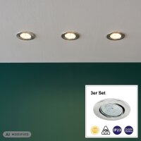 Briloner  Prisma LED 3er Set Aluminium Einbaulampen Spots