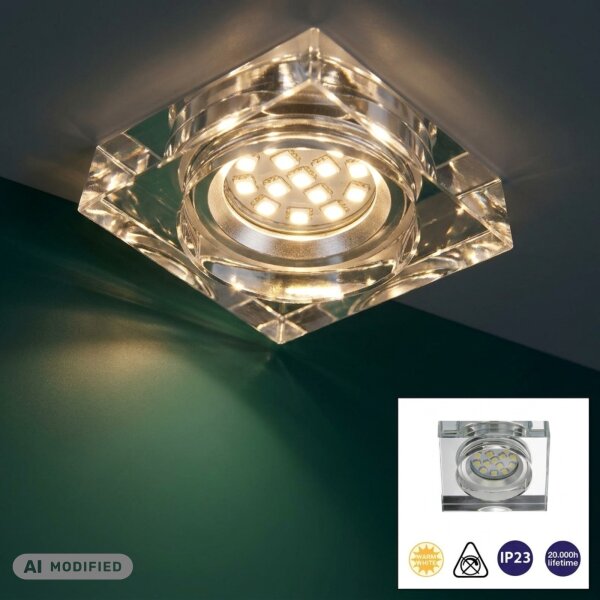 LED Einbaulampe Downlight Attach, Glas Klar, Bohrloch 6,8 cm, 5 Watt, 3000K – Briloner