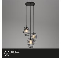 3-flammige Pendelleuchte Black Steel, Schwarz, 3 x E27 max. 60W, Ø 42,5 cm – Briloner