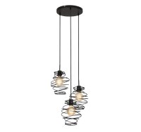 3-flammige Pendelleuchte Black Steel, Schwarz, 3 x E27 max. 60W, Ø 42,5 cm – Briloner