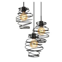 3-flammige Pendelleuchte Black Steel, Schwarz, 3 x E27 max. 60W, Ø 42,5 cm – Briloner