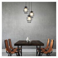 3-flammige Pendelleuchte Black Steel, Schwarz, 3 x E27 max. 60W, Ø 42,5 cm – Briloner