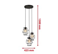 3-flammige Pendelleuchte Black Steel, Schwarz, 3 x E27 max. 60W, Ø 42,5 cm – Briloner
