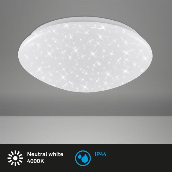 LED Deckenleuchte Elipso, Weiß / Kristalloptik, 15 Watt, Sternenhimmel-Effekt – Briloner