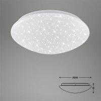 LED Deckenleuchte Elipso, Weiß / Kristalloptik, 15 Watt, Sternenhimmel-Effekt – Briloner