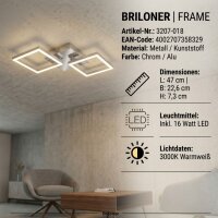 Briloner Frame LED Deckenleuchte Chrom Alu 47x23cm 16W...